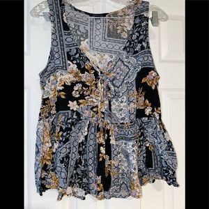 Multi color, front tie tank top; Size: Small; American Eagle